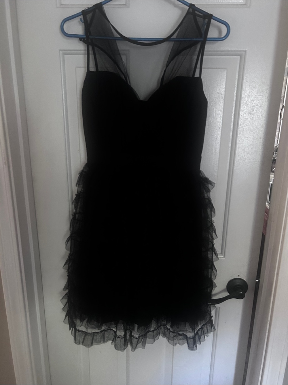 Little Mistress Black Sheer Ruffle Mini Dress